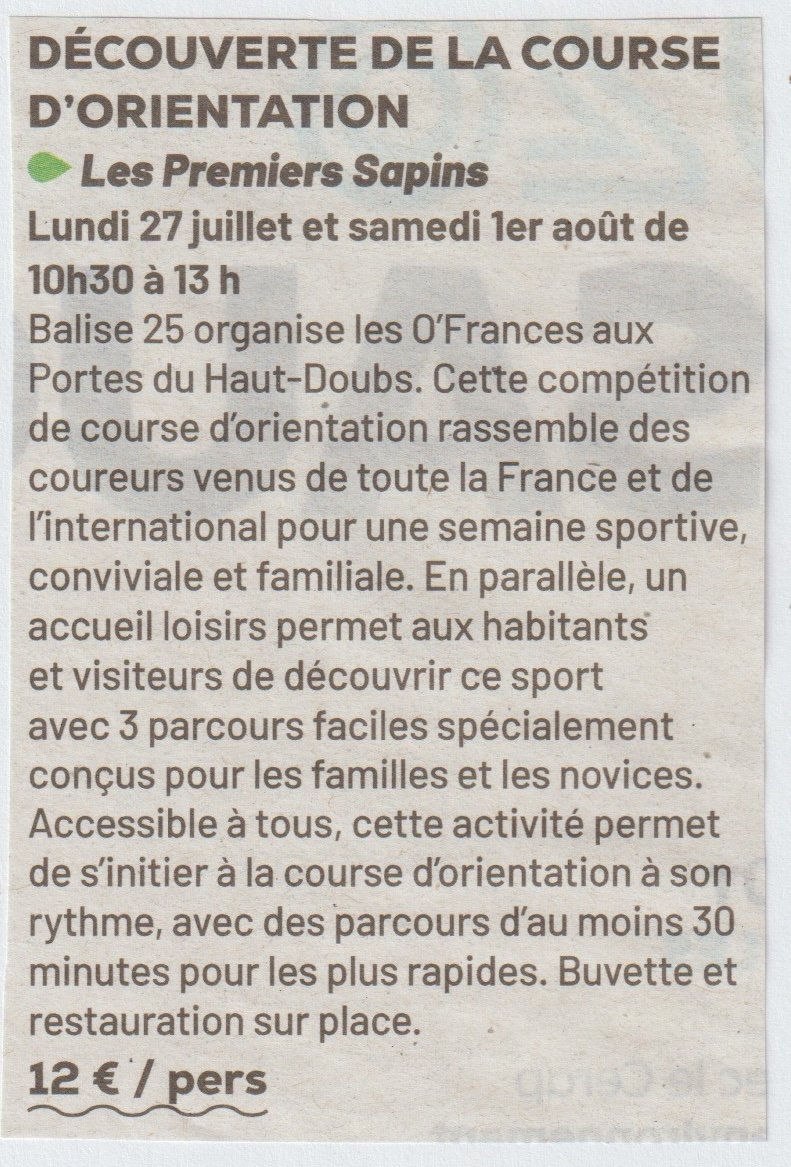 Coupure de presse O'France 2026