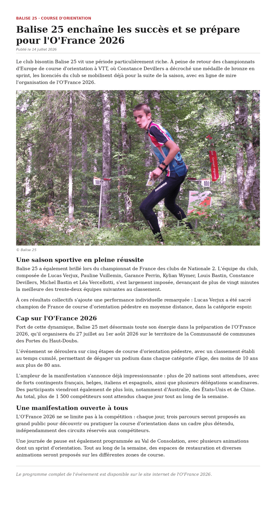 Article MaCommune.info - O'France 2026